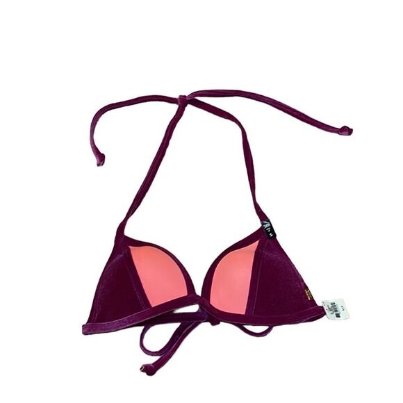 NWT! PINK Victoria’s Secret Swim Top Bikini, velvet push-up bra halter , Small - Picture 1 of 6